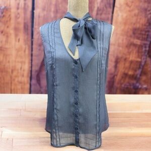 BCBGeneration sheer blue sleeveless blouse size 12